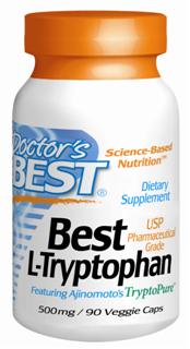 Doctor's Best, Science Based Nutrition, featuring the most trusted and purest pharmaceutical-grade L-tryptophan in the world, Ajinomoto TrytoPure, to help promote healthy mood function and normalize sleep..